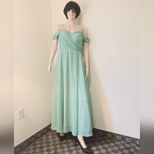 Elegant Mint Green Off-Shoulder Dress